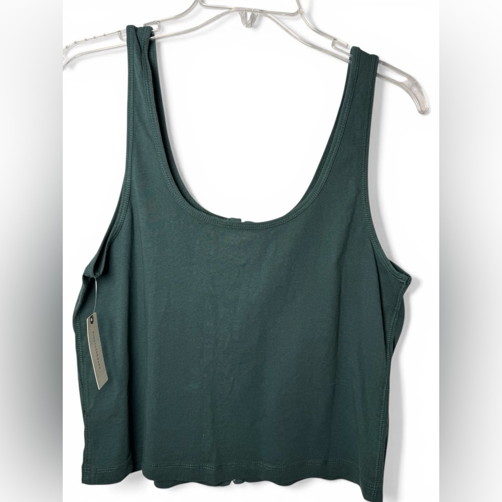 Pilcro Anthropologie Tank Top Green Button Front Summer Crop Medium NWT - Picture 10 of 14